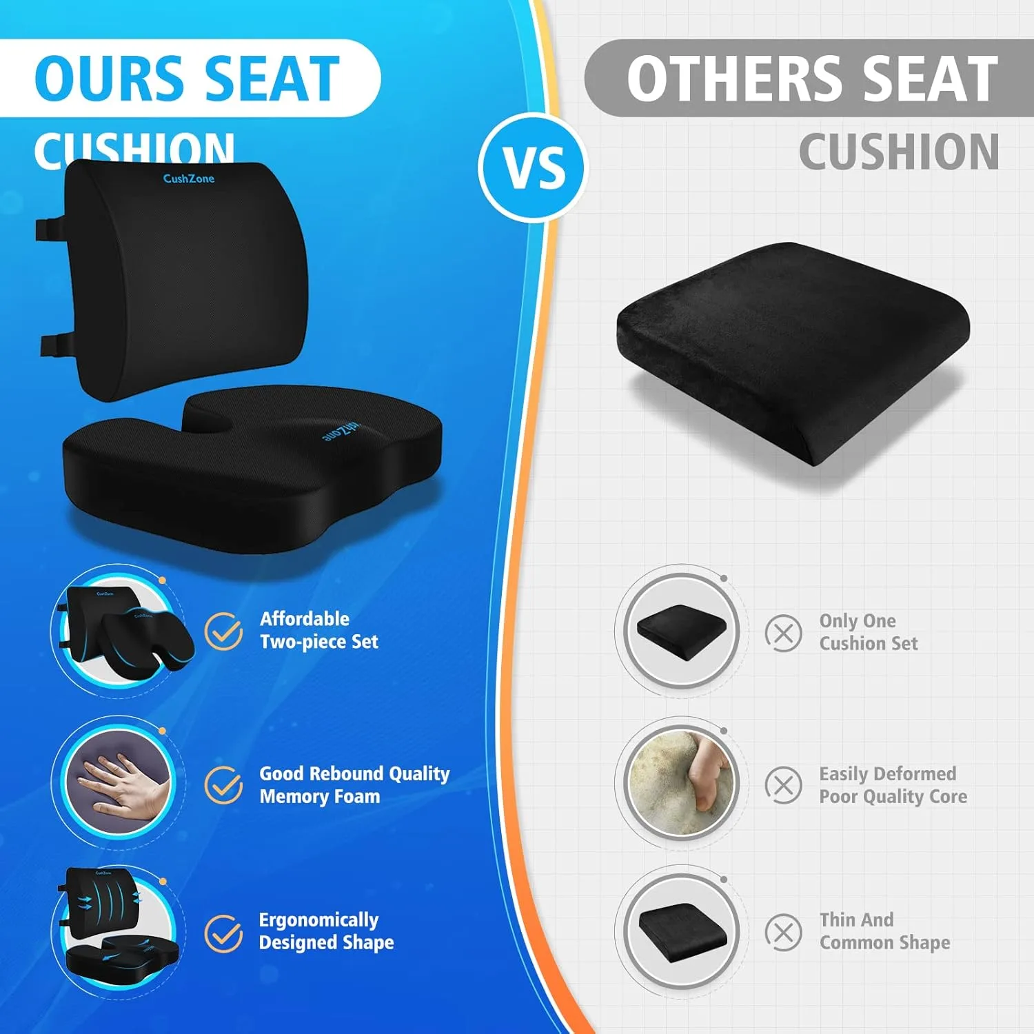 Lumbar Support Pillow with Adjustable Strap-Chair comparison