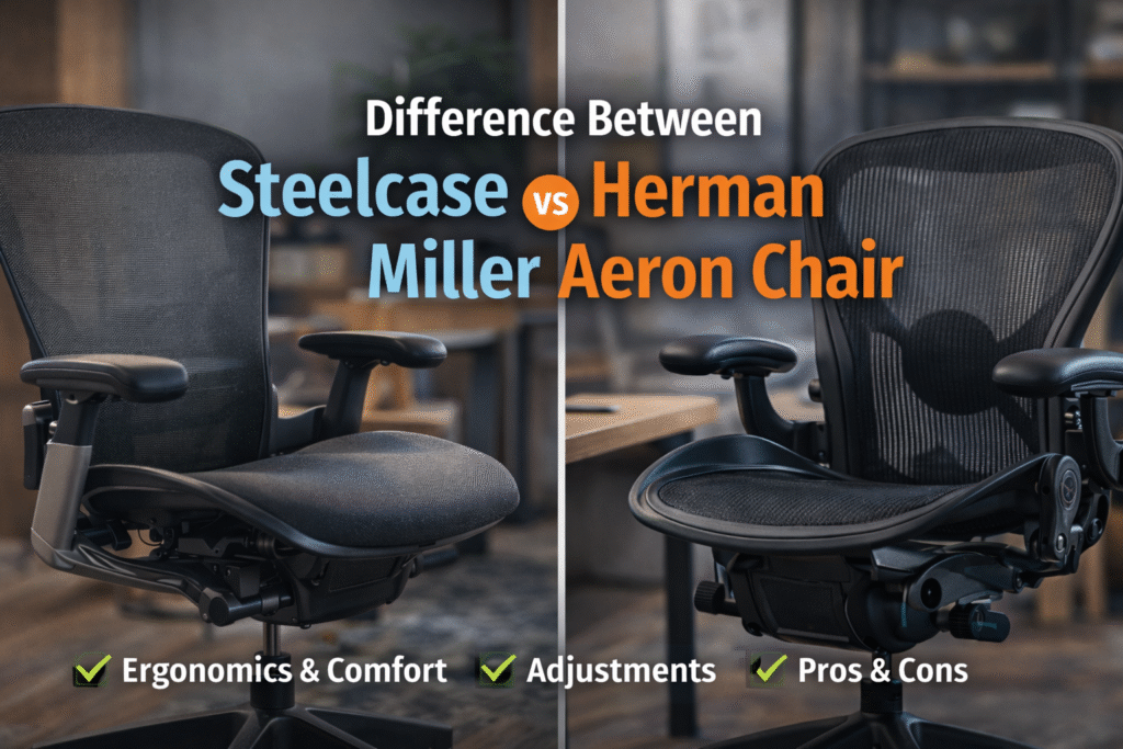 Steelcase vs Herman Miller Aeron ergonomic office chair comparison for long work hours